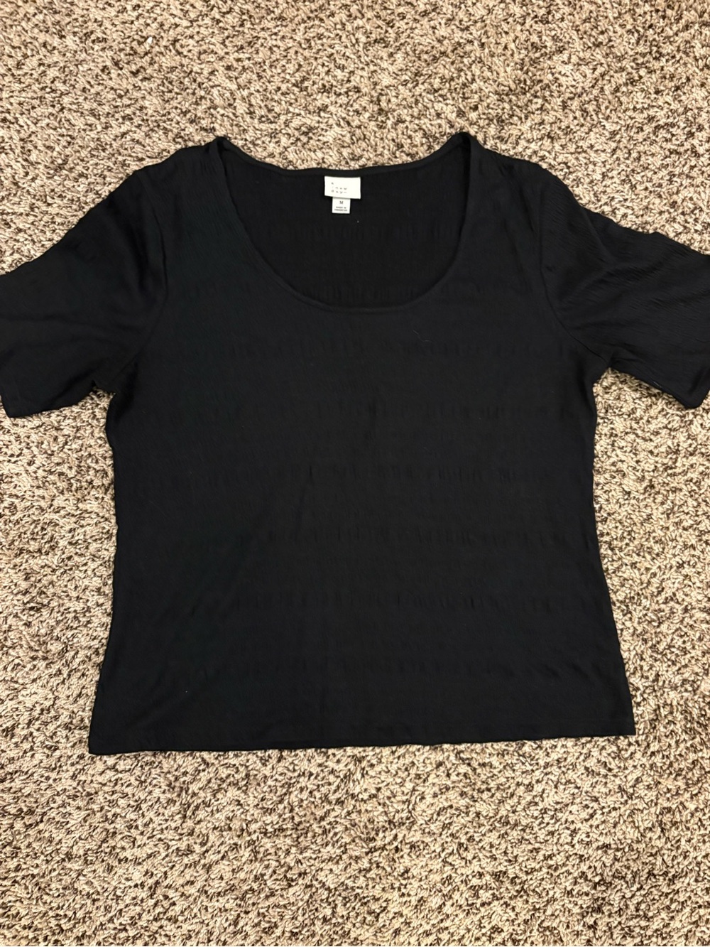 a new day Black Scoop Neck Short Sleeve Top